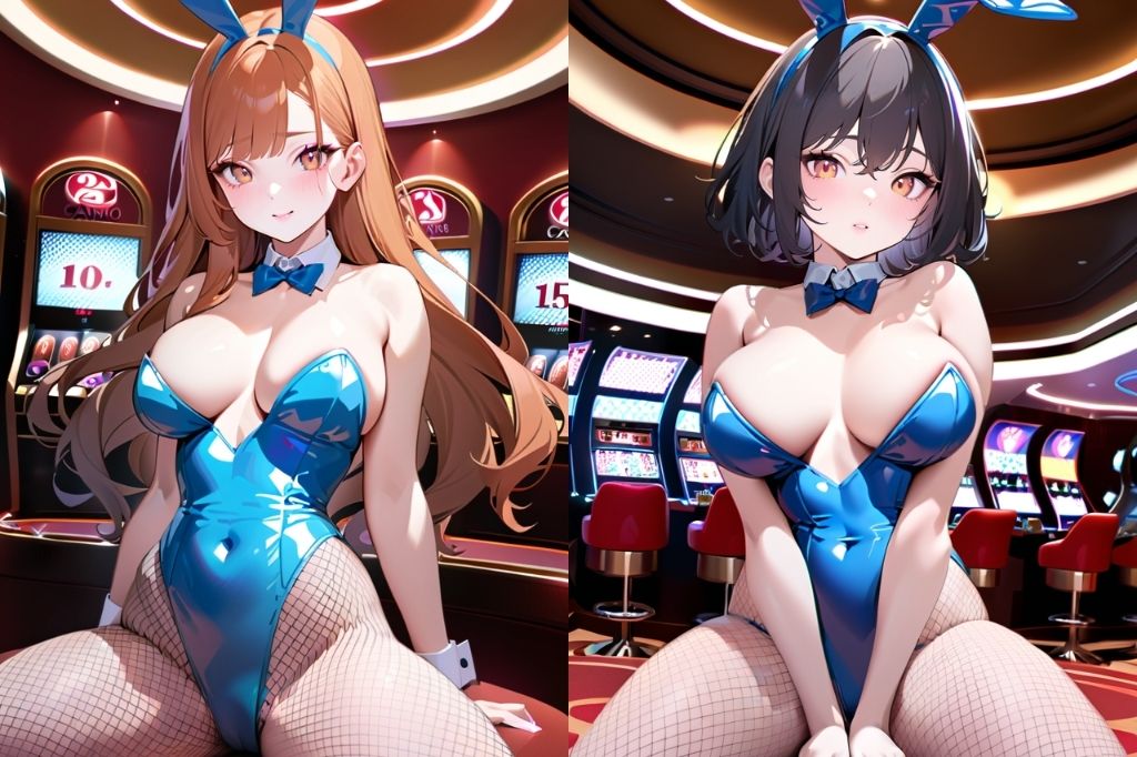 M字開脚で挑発的なバニーガールのお姉さん サンプル2ページ目