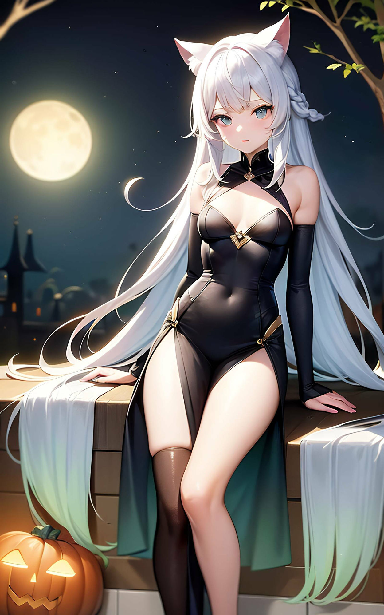 ハロウィンの魔法:猫耳娘たちの魅惑イラスト集 サンプル2ページ目