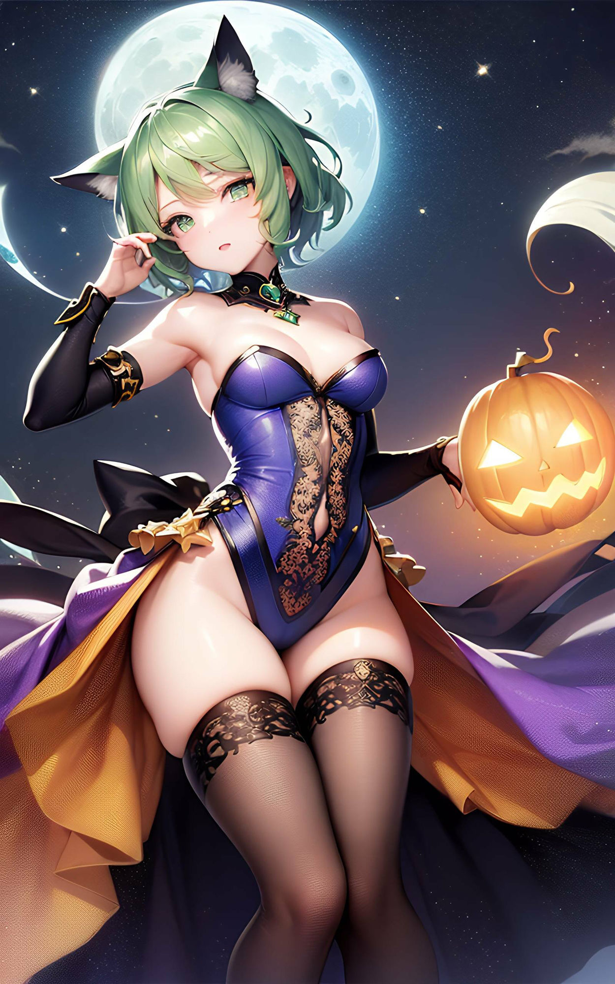 ハロウィンの魔法:猫耳娘たちの魅惑イラスト集 サンプル8ページ目