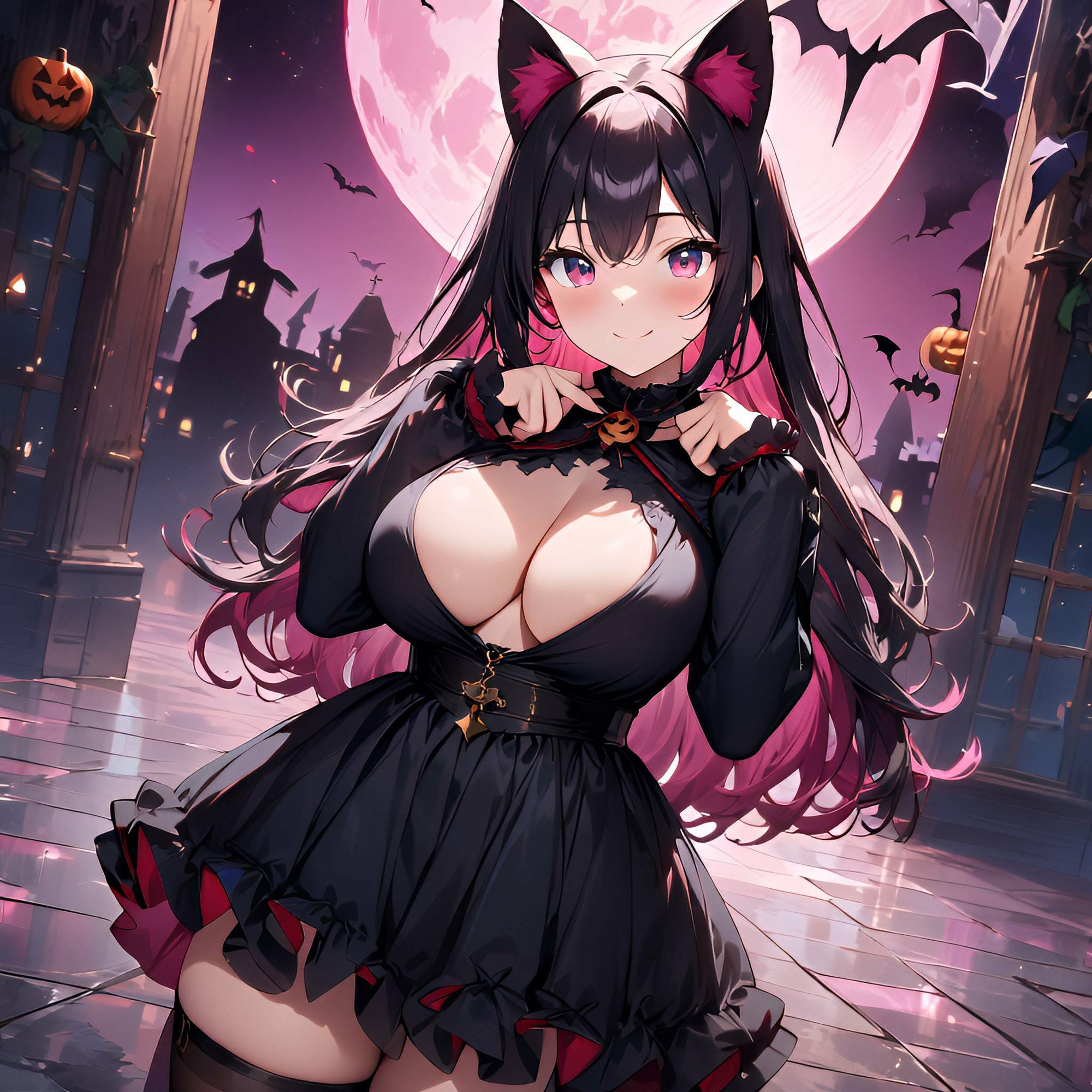 ハロウィンの魔法:猫耳娘たちの魅惑イラスト集4 サンプル2ページ目