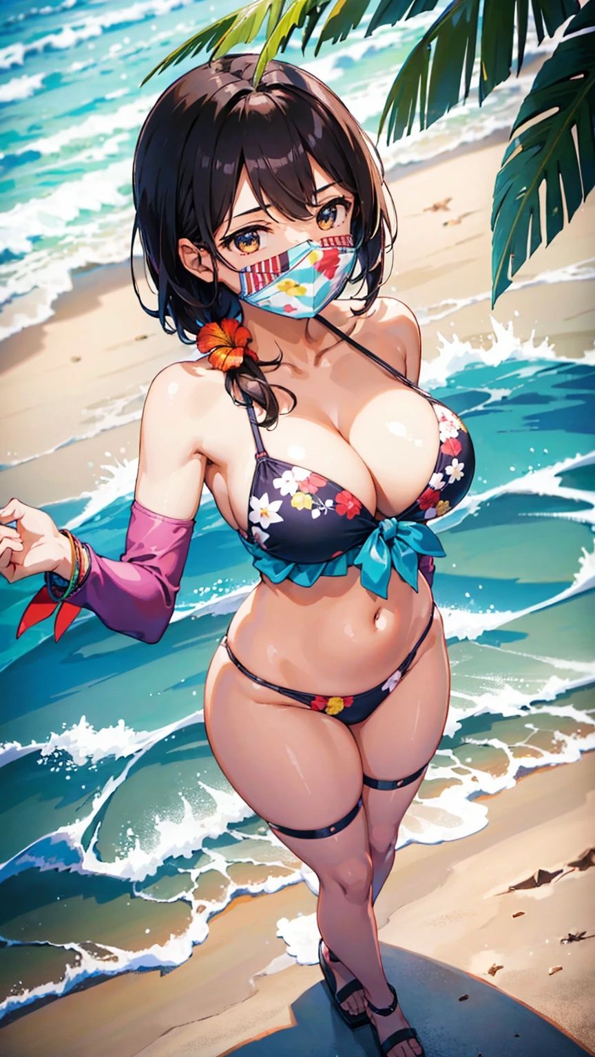 巨乳水着美女【妄想イラスト美女図鑑vol.136】 サンプル1ページ目