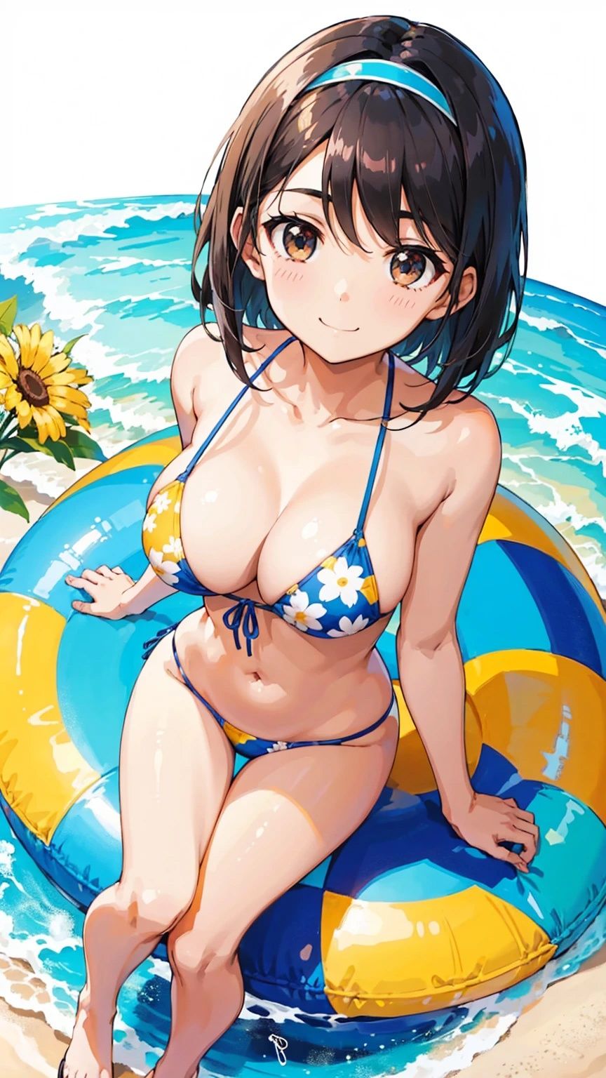 巨乳水着美女【妄想イラスト美女図鑑vol.136】 サンプル4ページ目