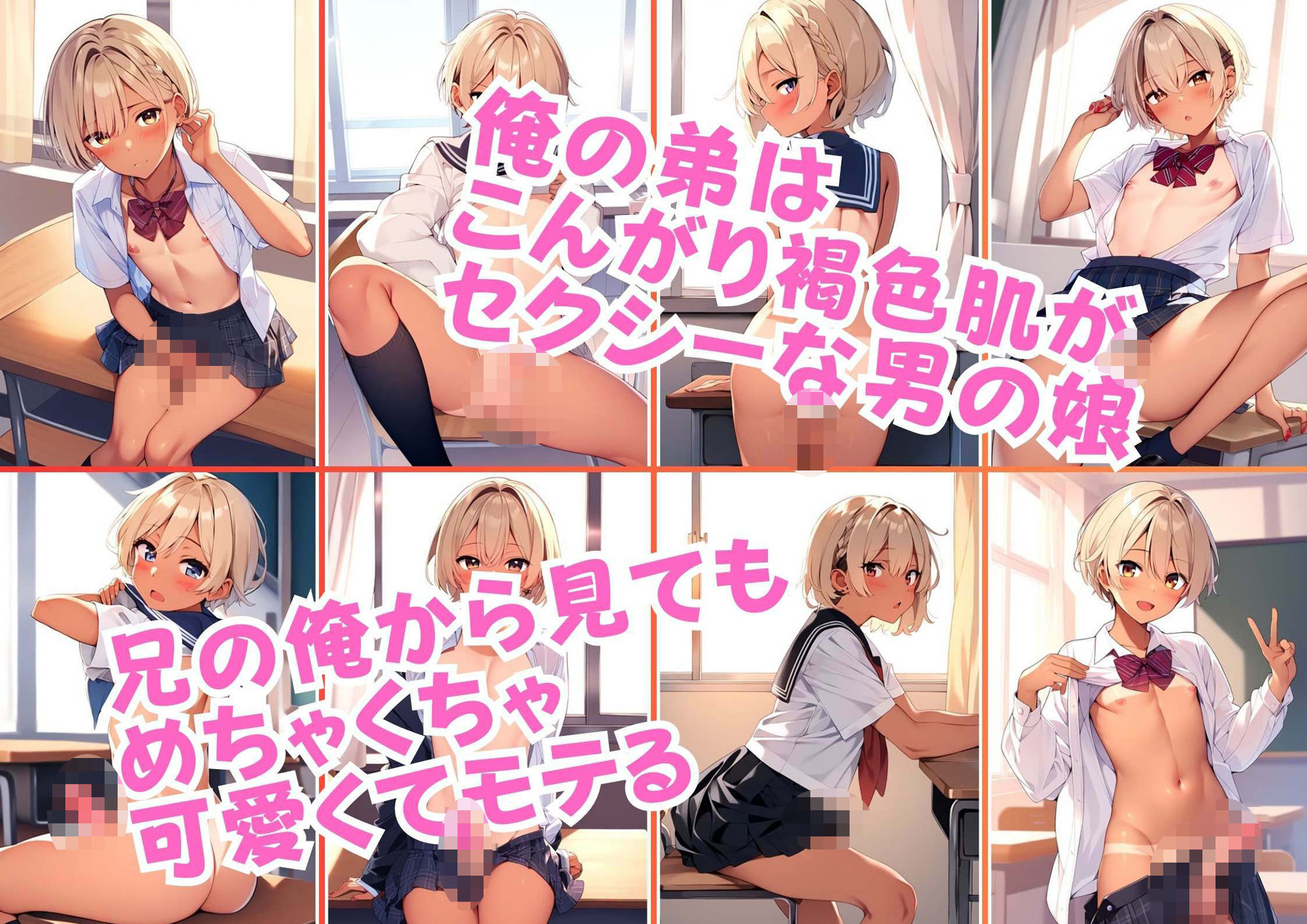 褐色の男の娘をTS性転換アプリで女体化【弟→妹】アヘ顔ふたなり妊婦の射精管理 サンプル2ページ目