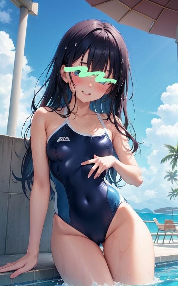 ぱっつんぱっつんのスク水 誘惑する 濡れ髪 美女 サンプル1ページ目