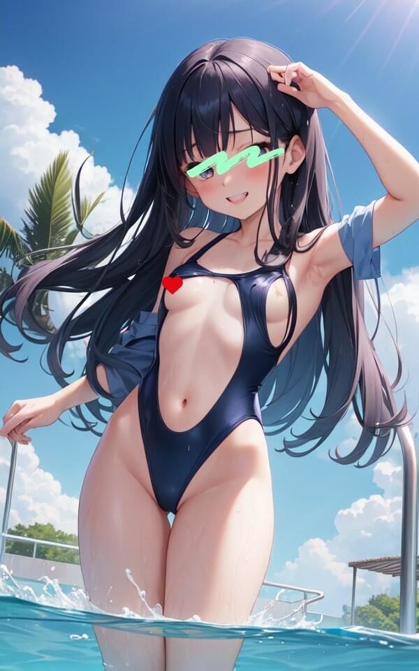 ぱっつんぱっつんのスク水 誘惑する 濡れ髪 美女 サンプル2ページ目