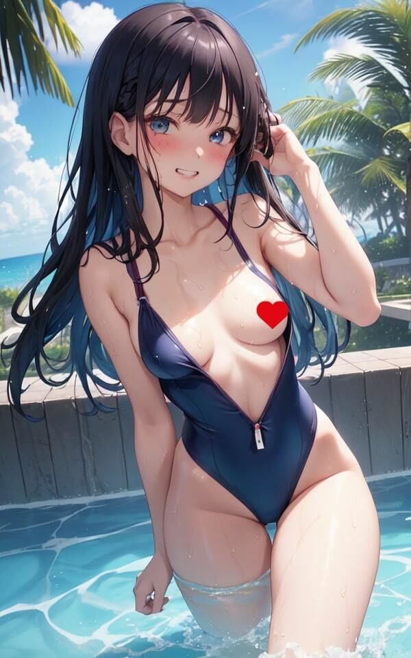 ぱっつんぱっつんのスク水 誘惑する 濡れ髪 美女 サンプル4ページ目