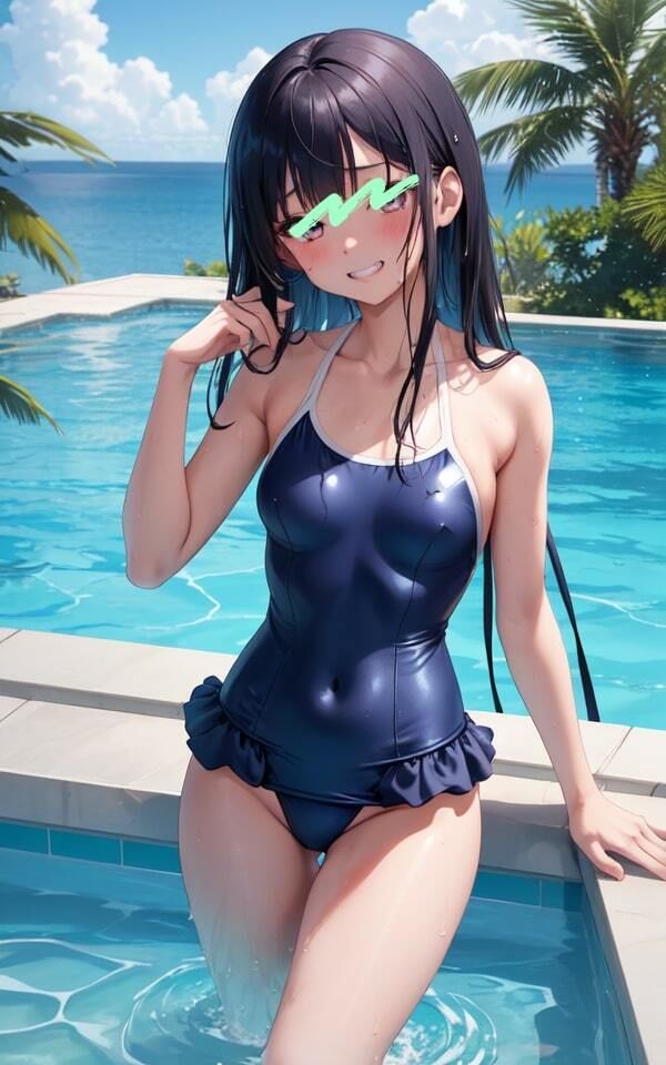 ぱっつんぱっつんのスク水 誘惑する 濡れ髪 美女 サンプル5ページ目