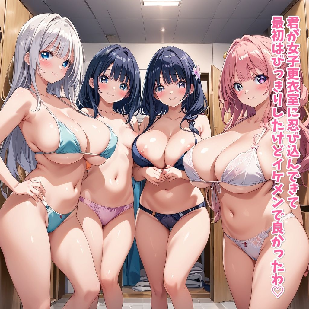 【セリフ付き】女子更衣室に入ったら下着美女にモテ始めた サンプル6ページ目