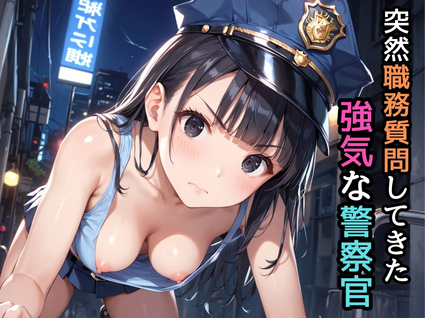 【ねぇ、どこ見てんの？】職質をしてきた巨乳警察官の胸元が無防備すぎて、ちんちんイライラ大暴走 サンプル2ページ目