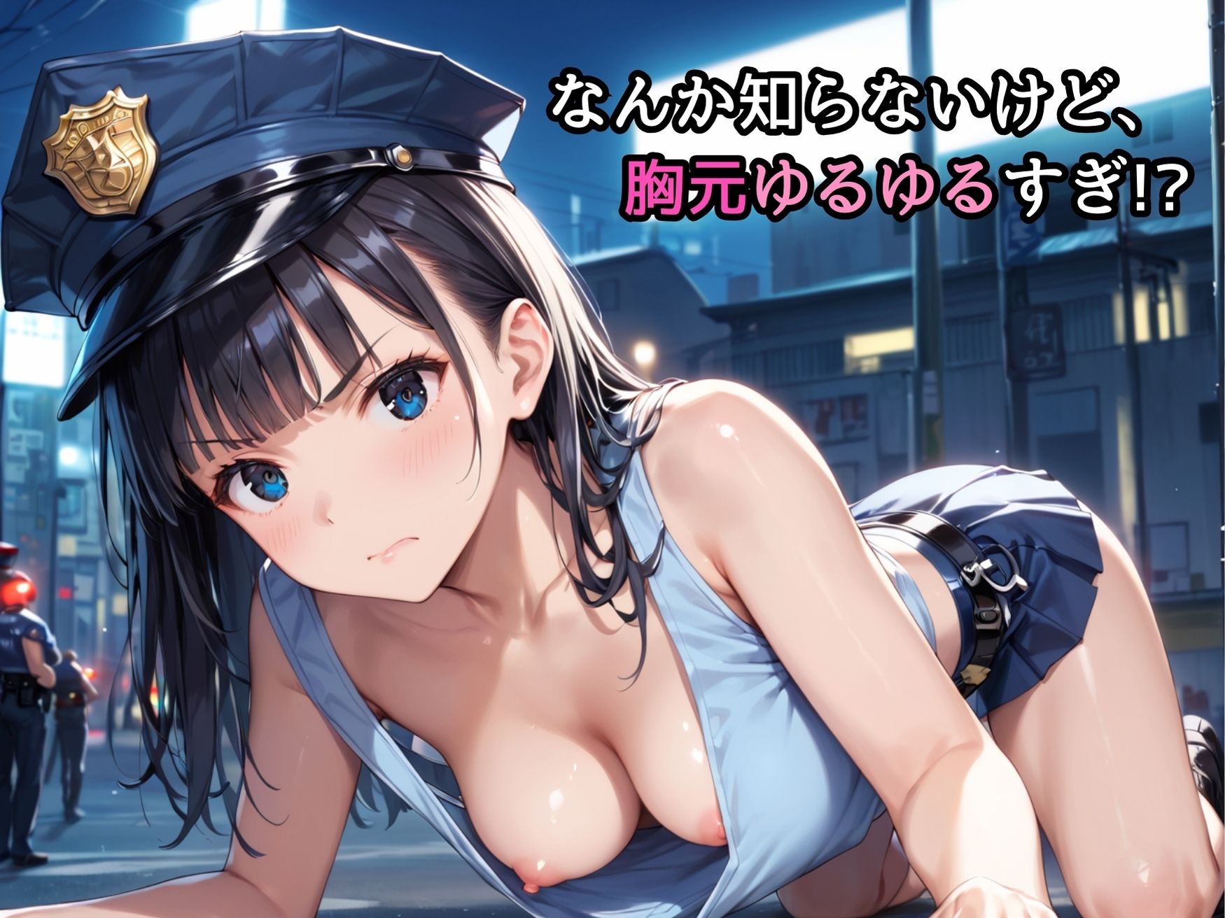 【ねぇ、どこ見てんの？】職質をしてきた巨乳警察官の胸元が無防備すぎて、ちんちんイライラ大暴走 サンプル3ページ目