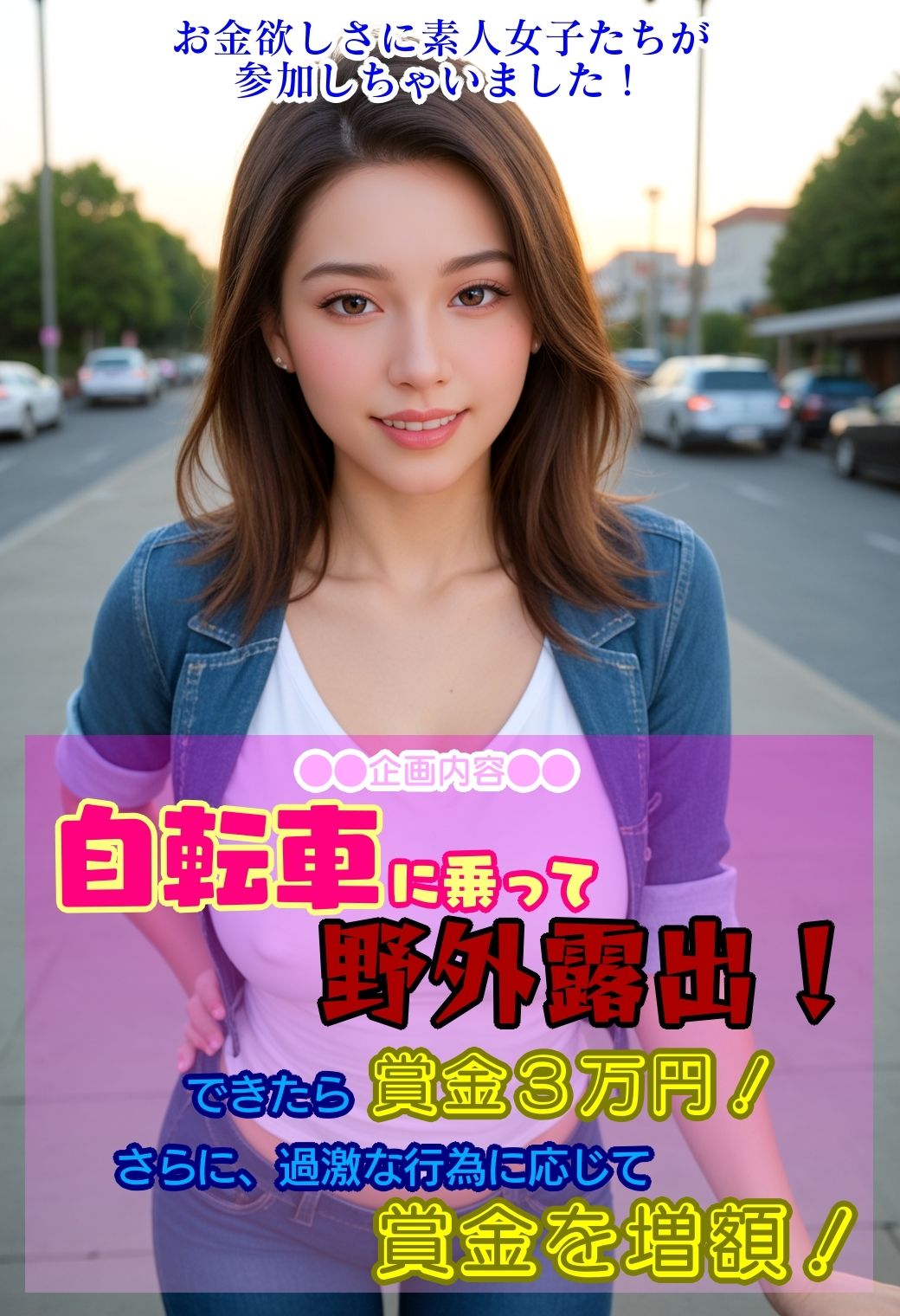 変態バラエティ！自転車に乗って野外露出できたら3万円！ サンプル2ページ目