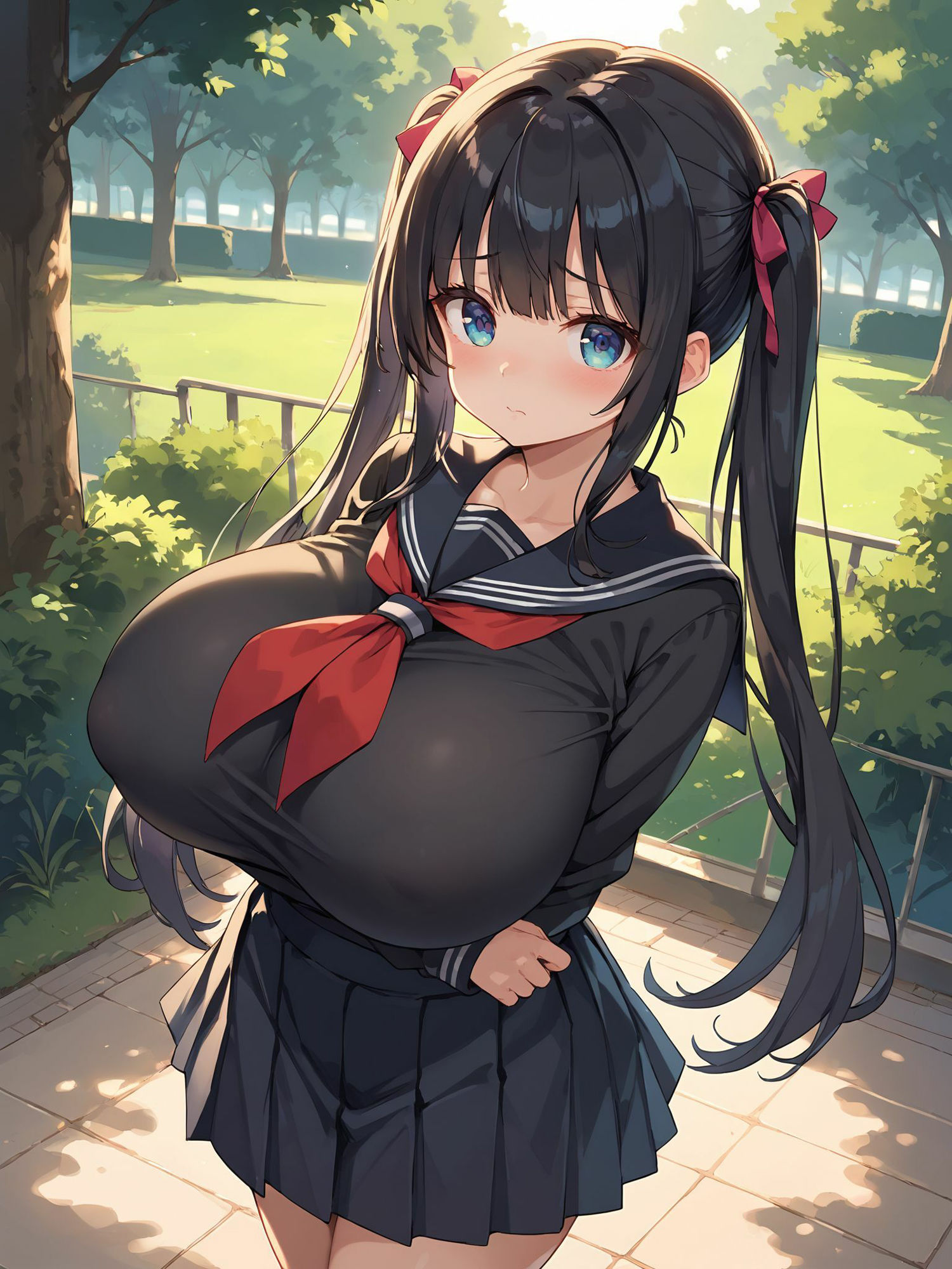 巨乳制服少女イラスト集 サンプル1ページ目