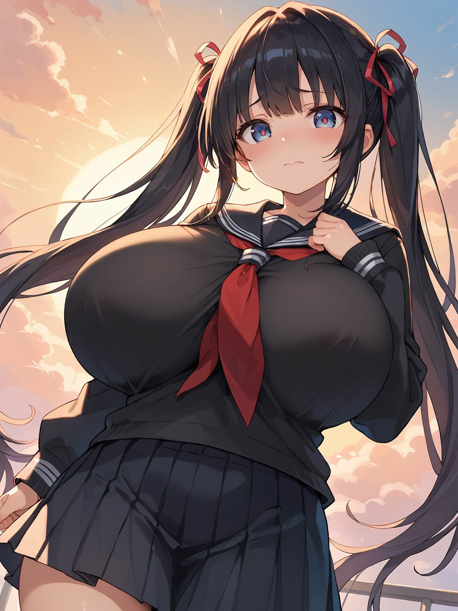 巨乳制服少女イラスト集 サンプル2ページ目