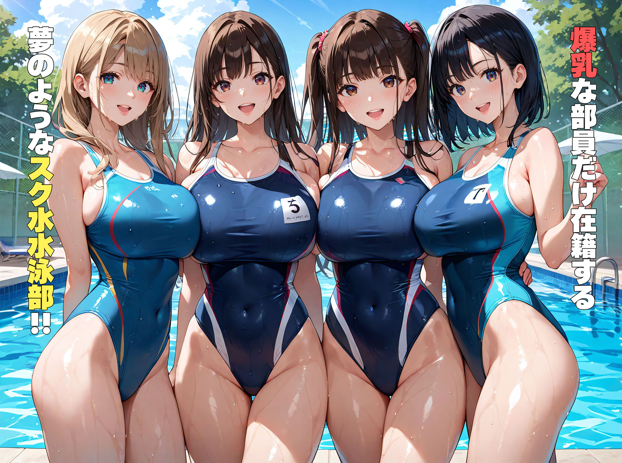 爆乳スク水ハーレム！部員はコーチのオナペット！ サンプル1ページ目