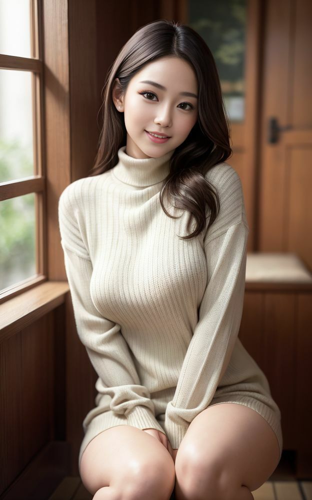 AIグラビア写真集  タートルネック美女 サンプル1ページ目