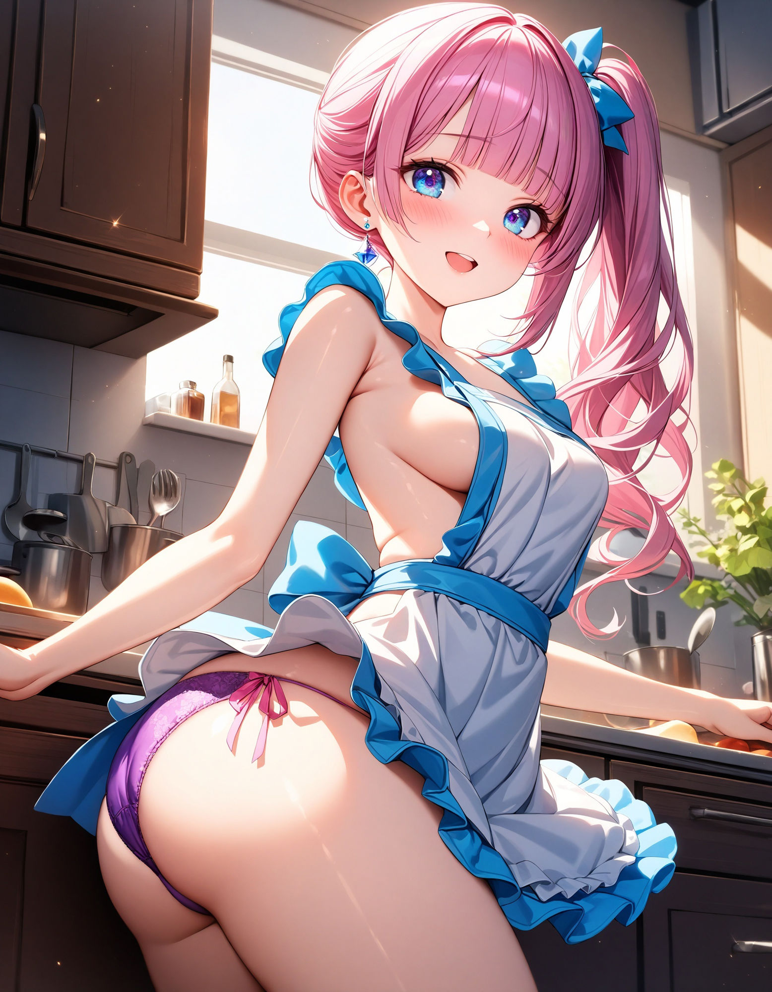裸エプロンでパンチラ サンプル4ページ目