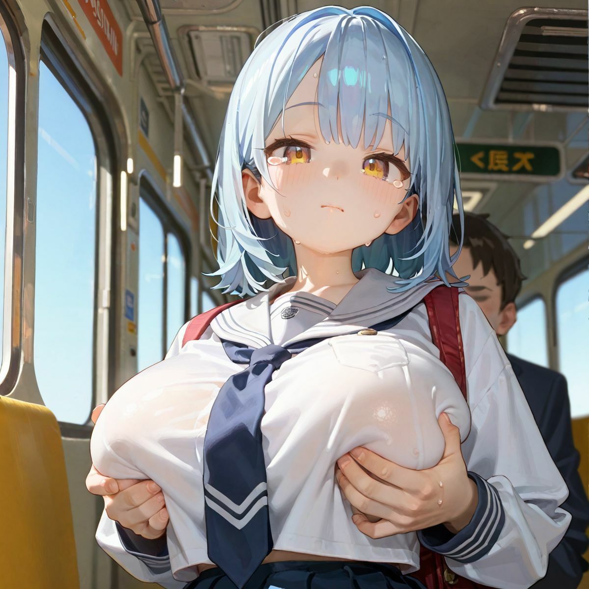 女子校生が満員のバスでハーレム楽しみながら中出し逆NTRされる03 サンプル10ページ目