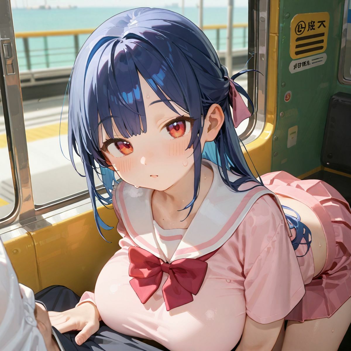 女子校生が満員のバスでハーレム楽しみながら中出し逆NTRされる05 サンプル8ページ目