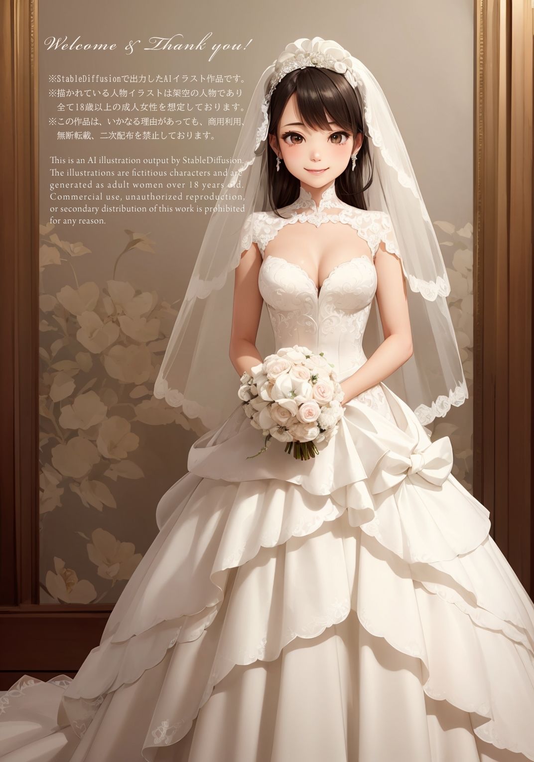 【美少女花嫁AIイラスト集】AI BRIDAL MODE【PNG127枚/PDF付】 サンプル2ページ目