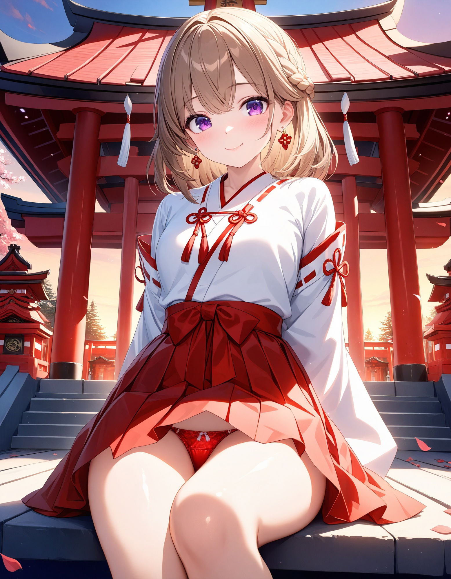 巫女の座りパンチラ サンプル1ページ目