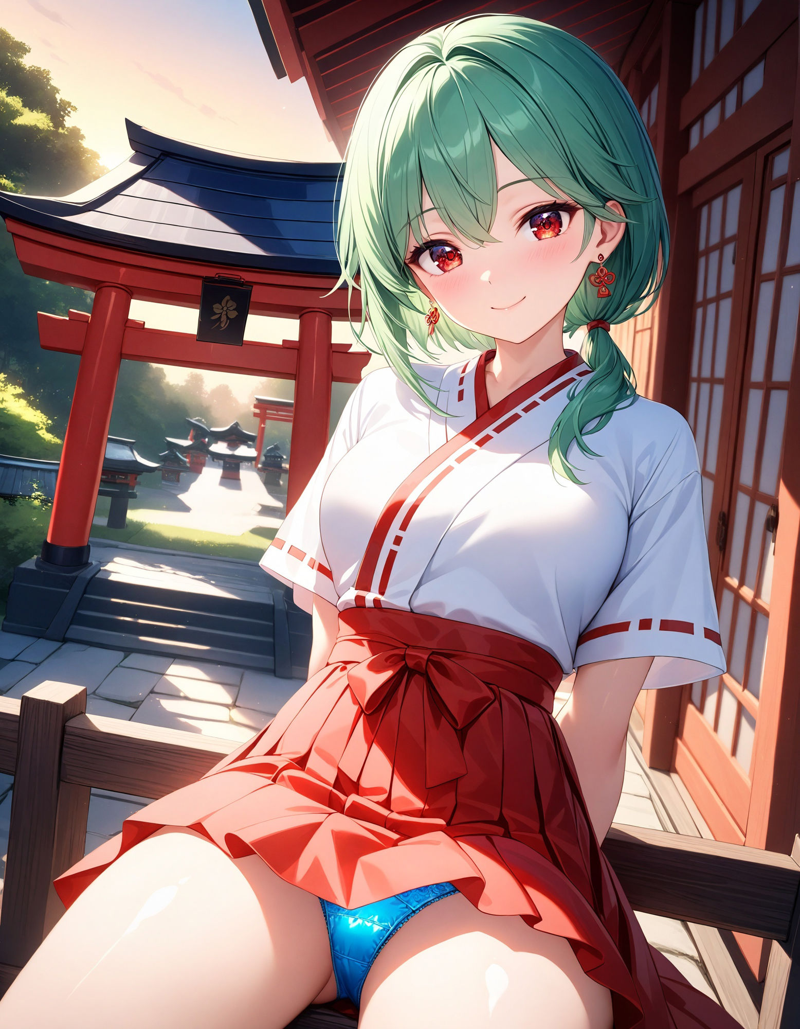 巫女の座りパンチラ サンプル3ページ目