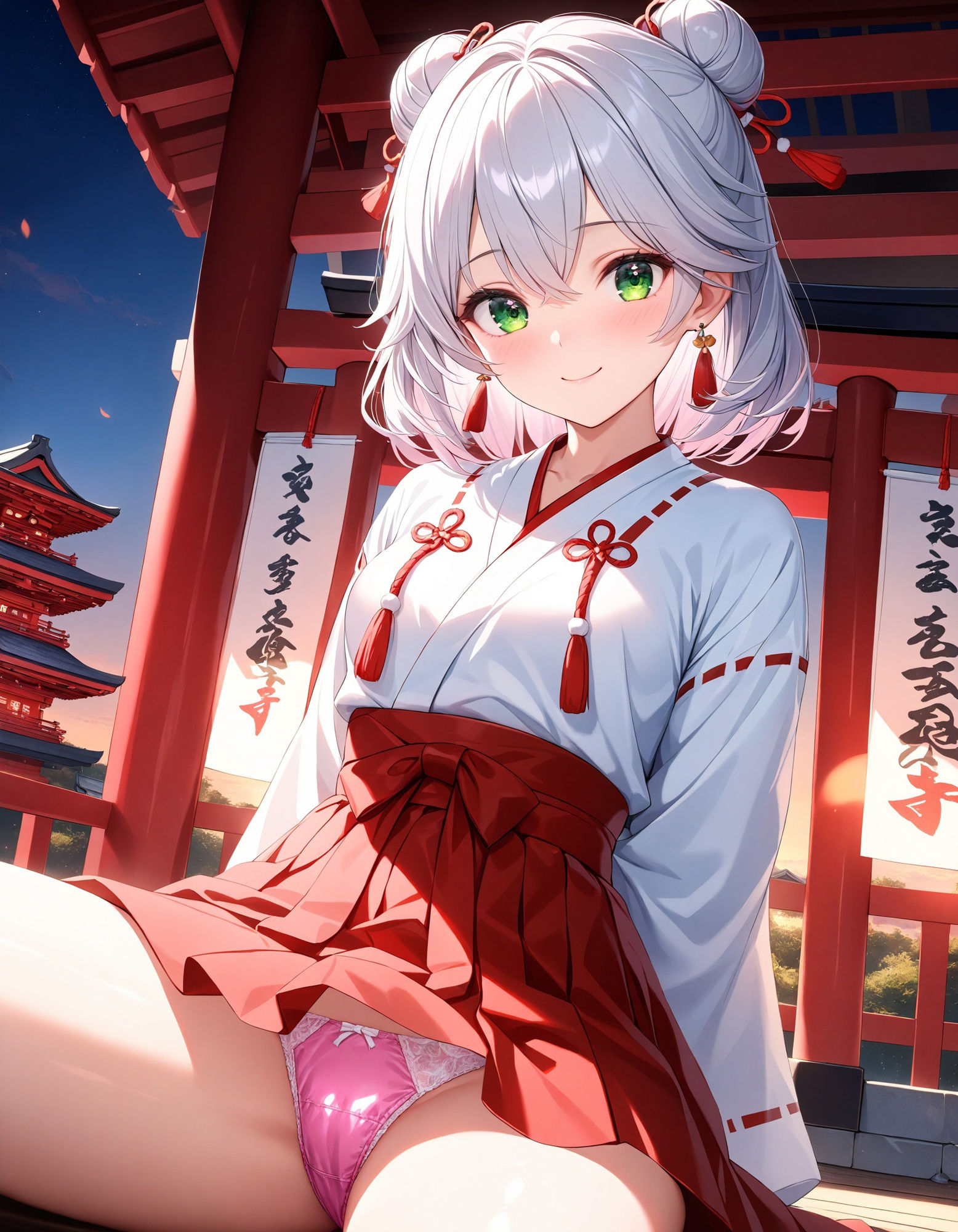 巫女の座りパンチラ サンプル4ページ目