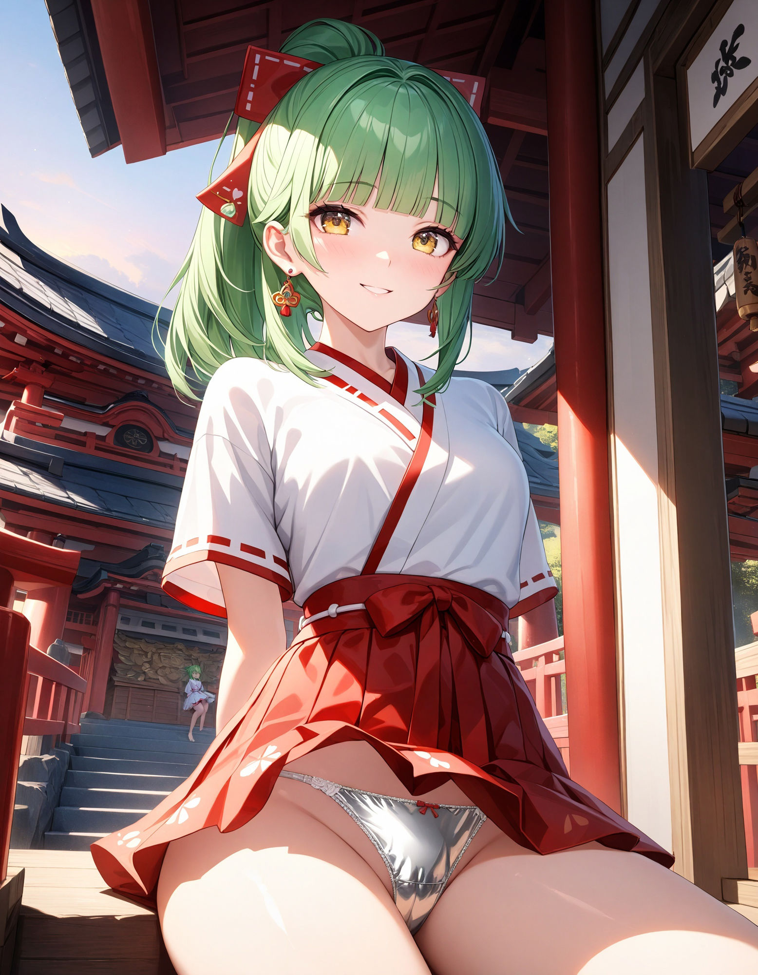 巫女の座りパンチラ サンプル5ページ目