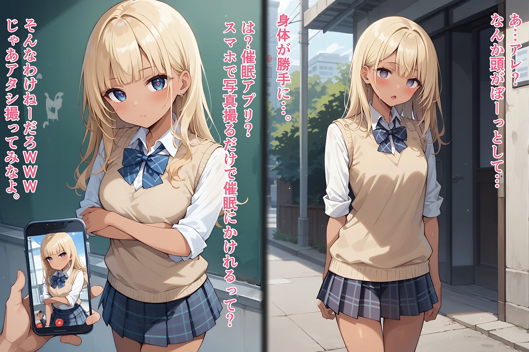 『セリフ入有:4K×500枚』性処理学園〜黒ギャルJK・催〇姦編〜 サンプル1ページ目