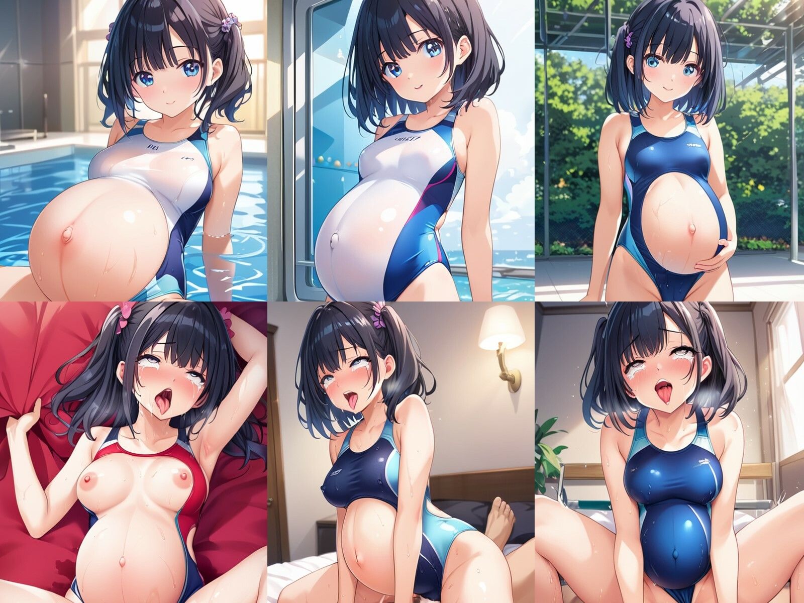 水泳部の黒髪少女が中出しセックスで孕みボテ腹になるまで サンプル3ページ目