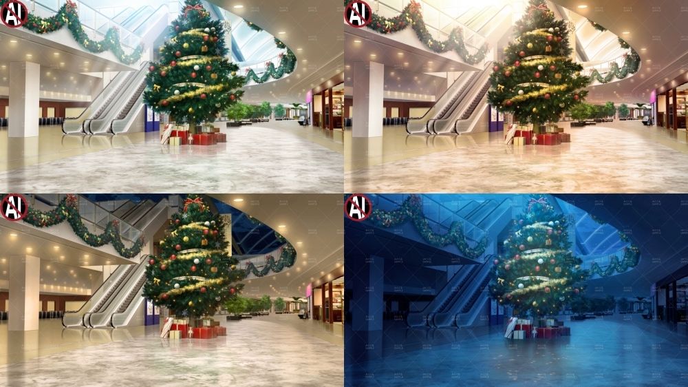 みにくる動く背景素材集『ショッピングモールのクリスマス』 サンプル1ページ目