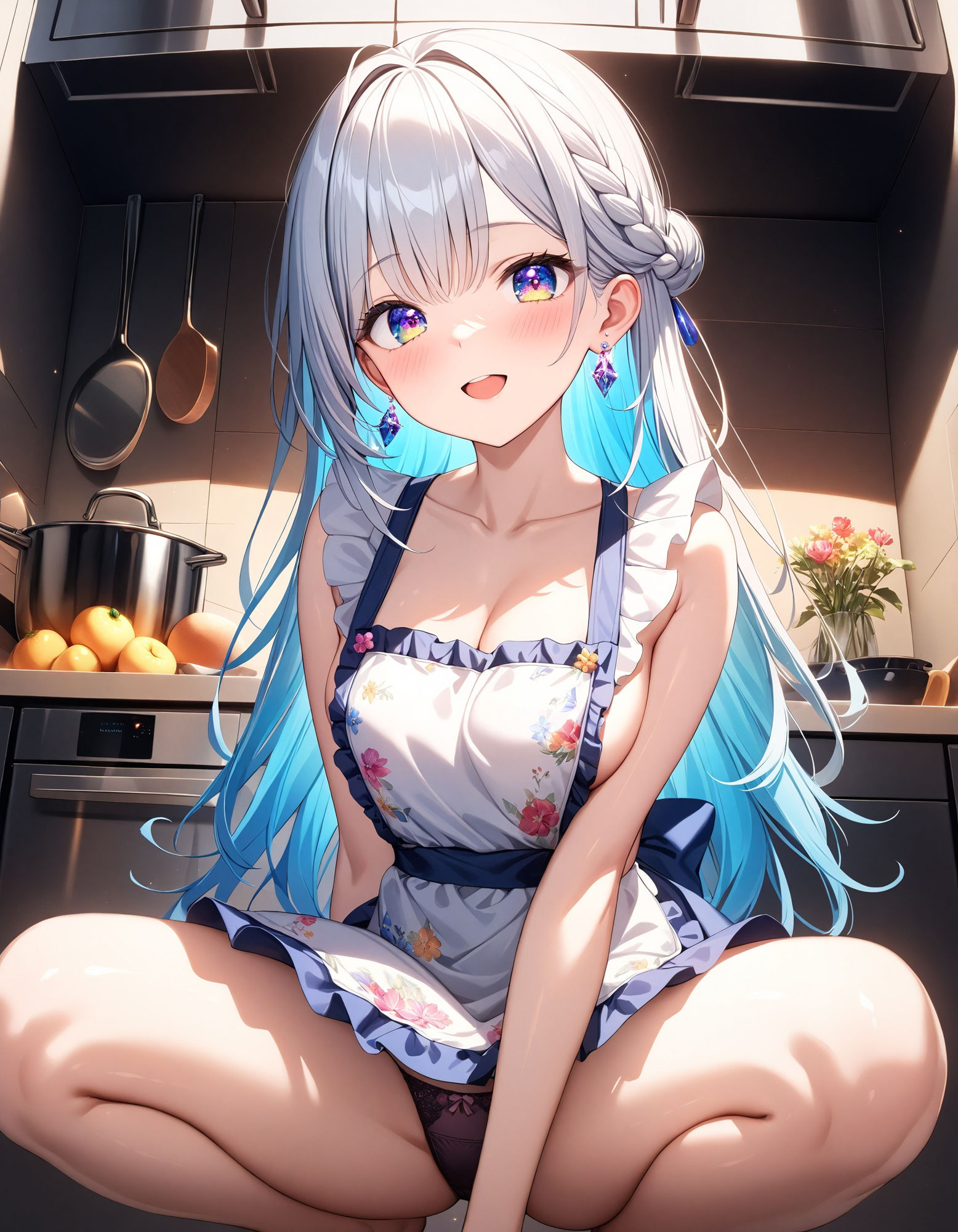裸エプロンでしゃがみパンチラ サンプル3ページ目
