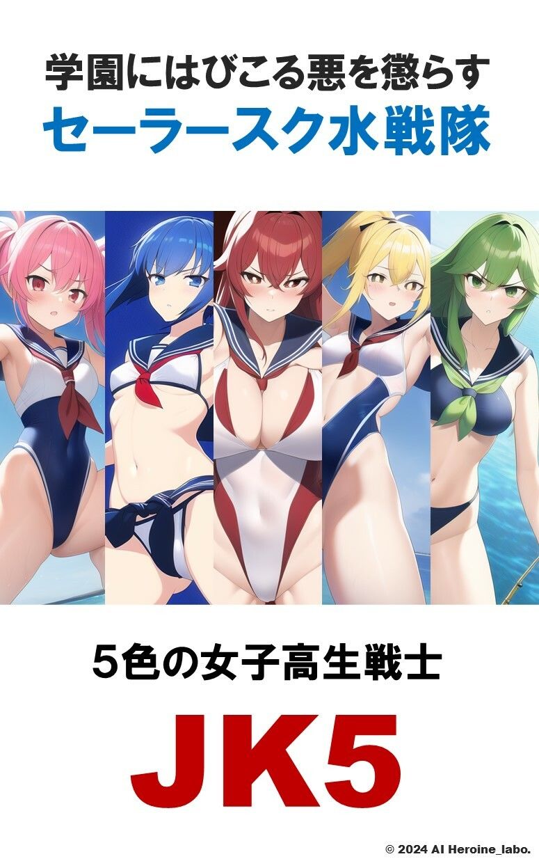 AI妄想美少女シリーズ-42 【セーラースク水戦隊JK5】5人のヒロインズ！えっちに鍛えた肢体編 サンプル2ページ目