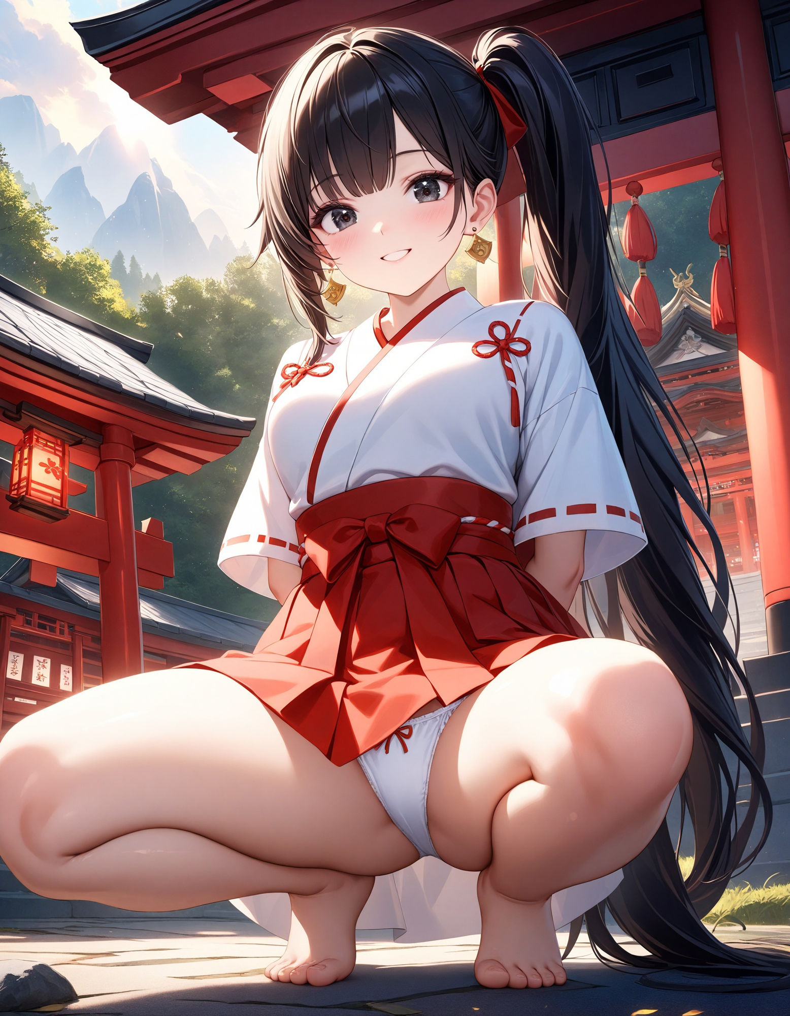 巫女のしゃがみパンチラ2 サンプル1ページ目