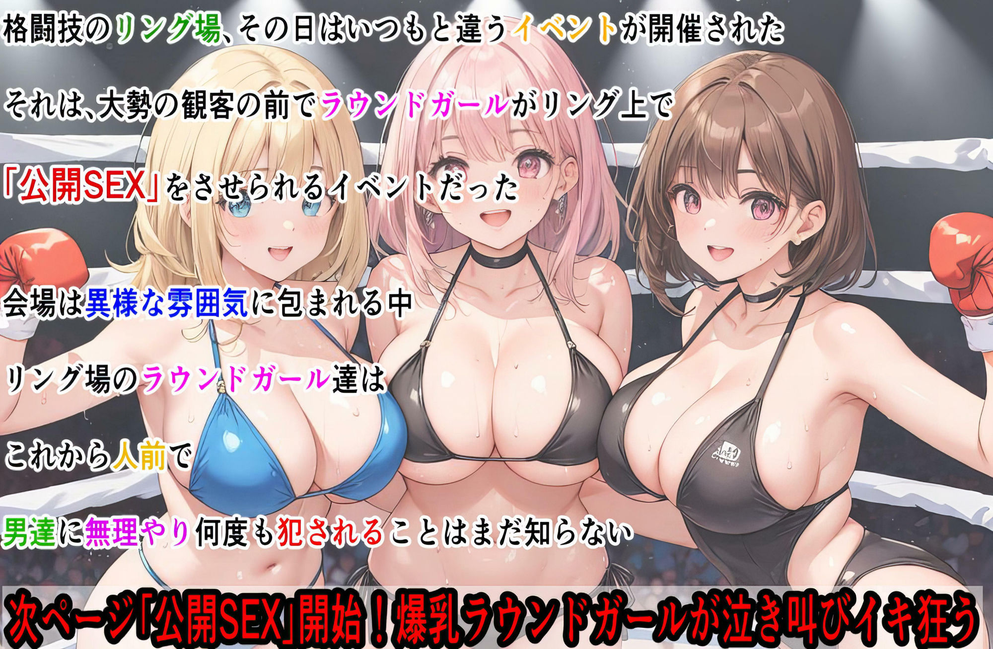 ラウンドガール公開レ●プ！リング上で男達に無理やり犯●れ大勢の前で無許可の中出し サンプル7ページ目