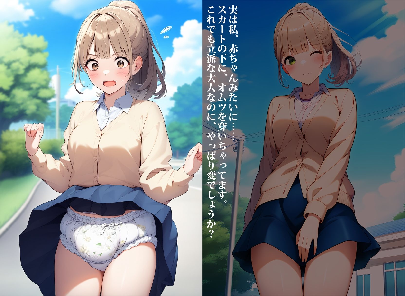 保母さんなのにオムツ穿いてる〜！ サンプル1ページ目