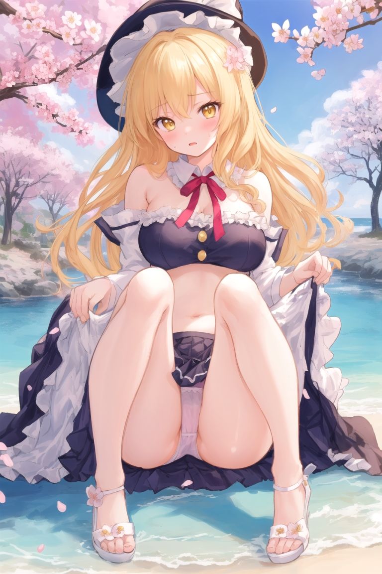 霊夢は魔理沙のパンチラ写真を撮りたいようです〜春の晴れた朝の海編〜 サンプル2ページ目