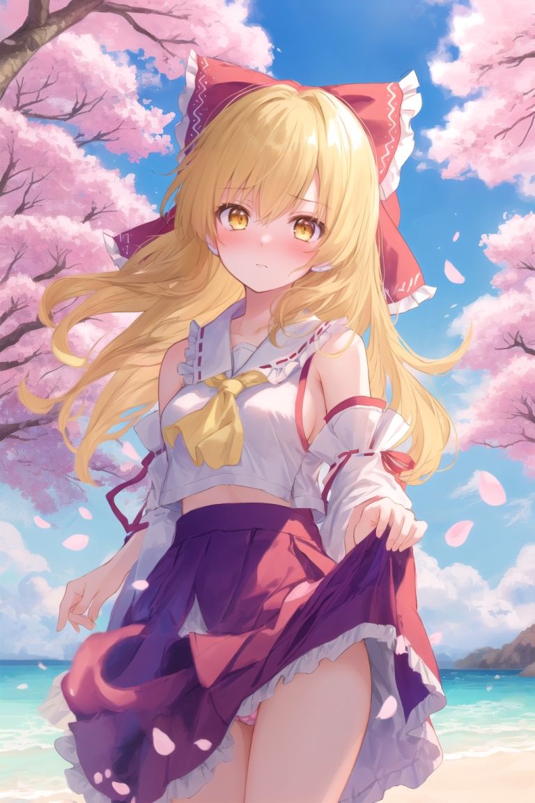 霊夢は魔理沙のパンチラ写真を撮りたいようです〜春の晴れた朝の海編〜 サンプル4ページ目