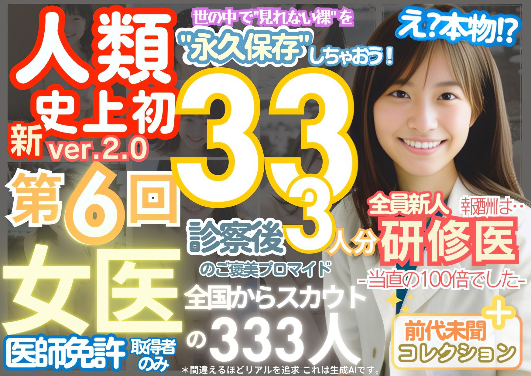 ■【人類史上初！】前代未聞！ 今まで覗けなかった日本一かわいい女医さん333人！ 第6弾「新人研修医の裸だけが拝める」Xデー到来！！■ サンプル9ページ目
