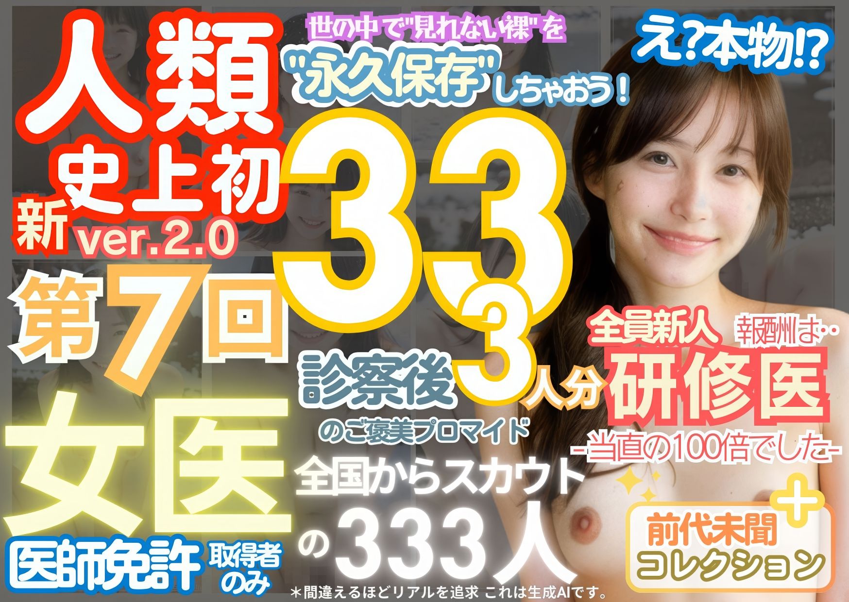 ■【人類史上初！】前代未聞！ 今まで覗けなかった日本一かわいい女医さん333人！ 第7弾「新人研修医の裸だけが拝める」Xデー到来！！実写系■ サンプル9ページ目