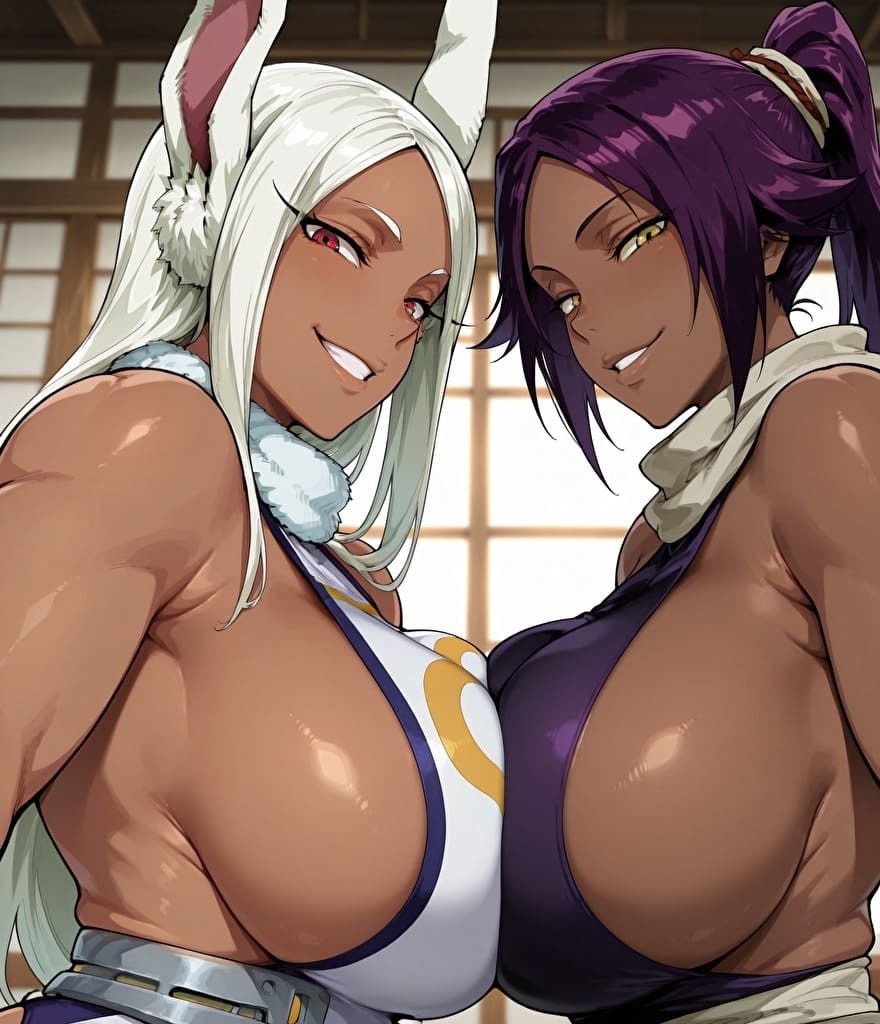 長身褐色娘に挟まれたい サンプル1ページ目