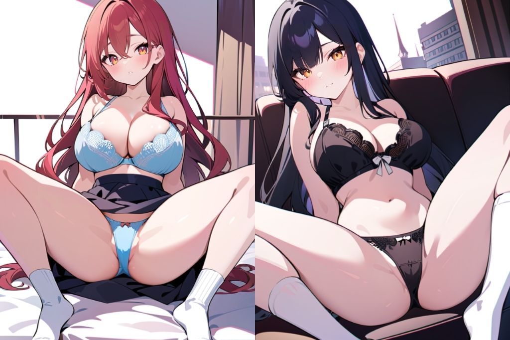 靴下履いた可愛い女の子のM字開脚 サンプル2ページ目