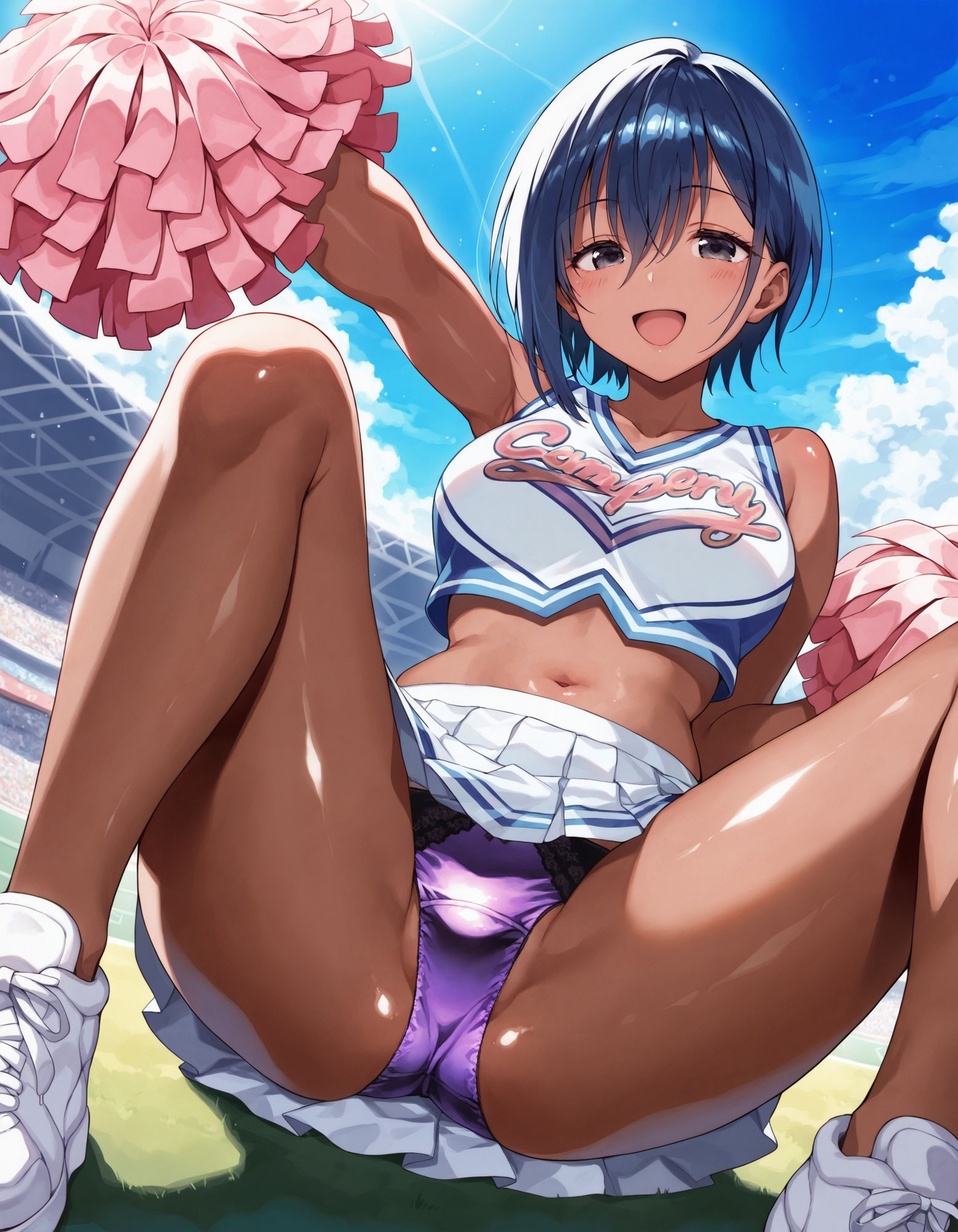 褐色チアガールの座りパンチラ サンプル2ページ目