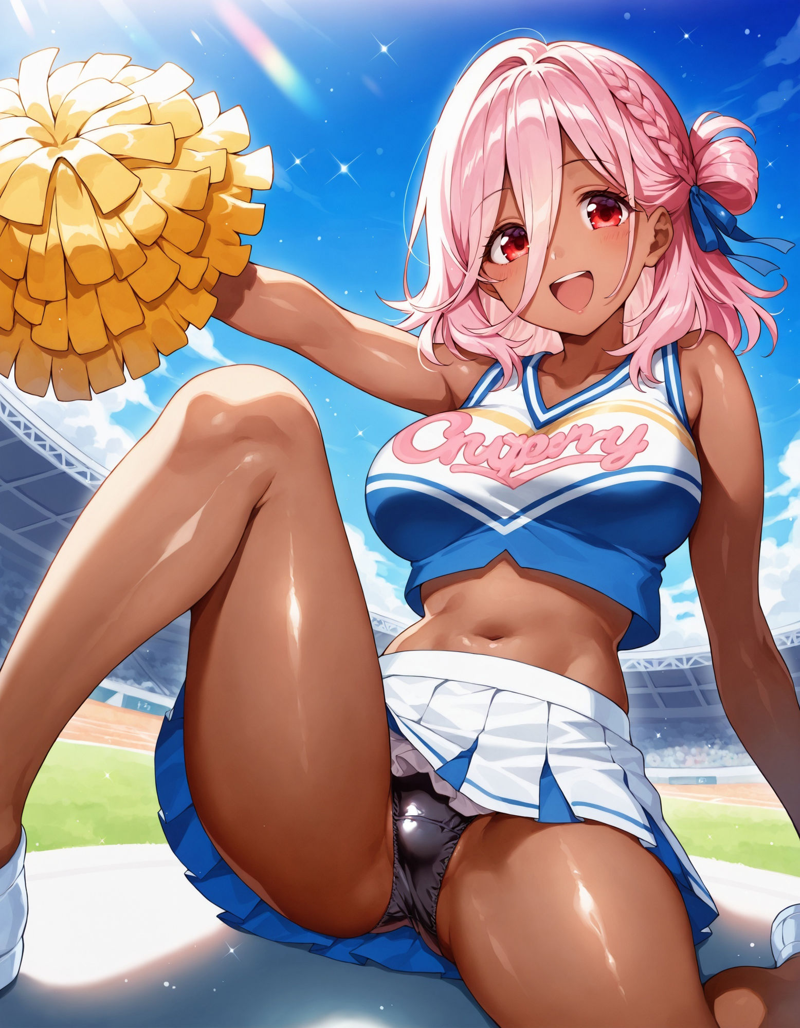 褐色チアガールの座りパンチラ サンプル3ページ目