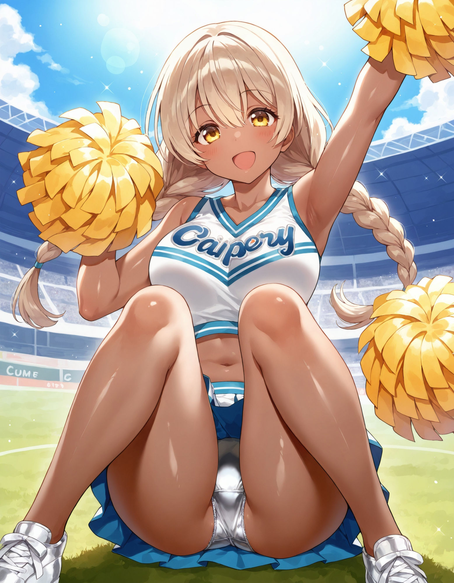 褐色チアガールの座りパンチラ サンプル5ページ目