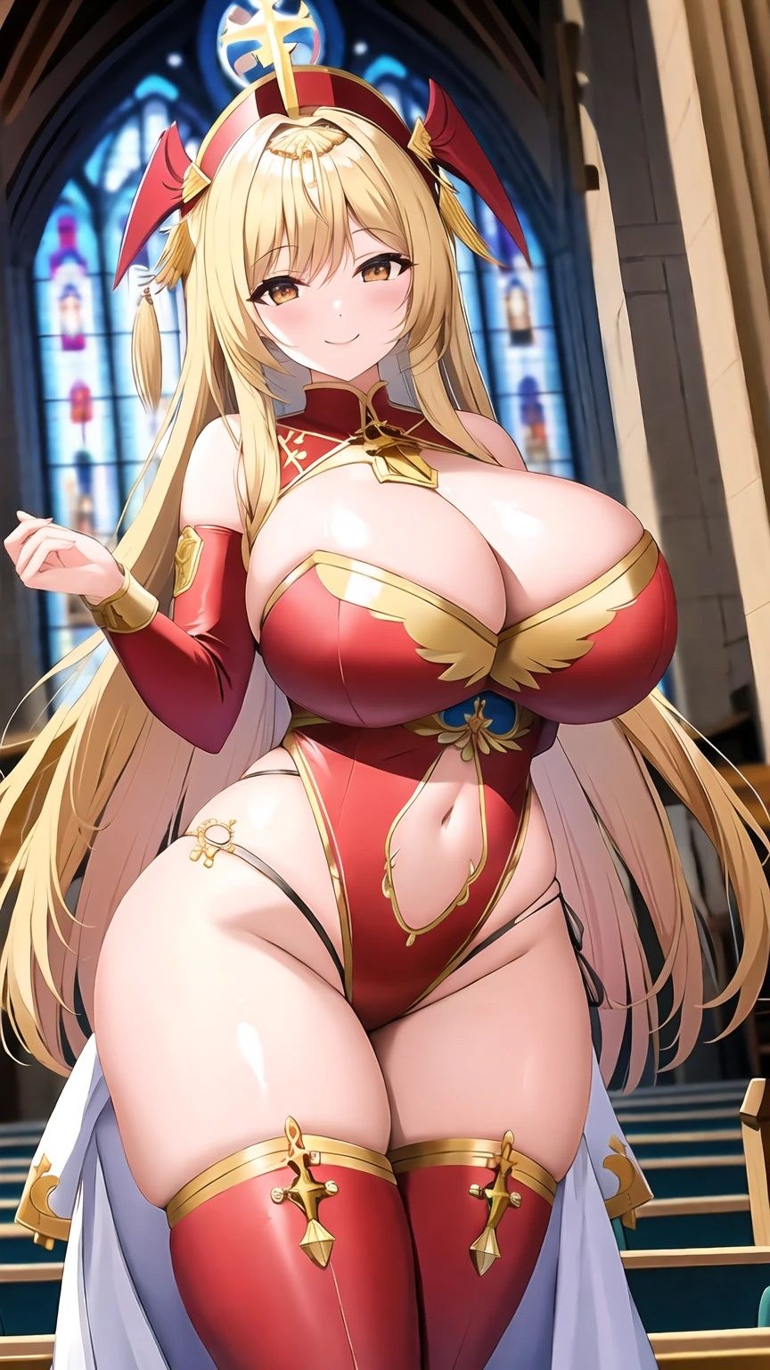 巨乳神父美女【妄想イラスト美女図鑑vol.155】 サンプル1ページ目