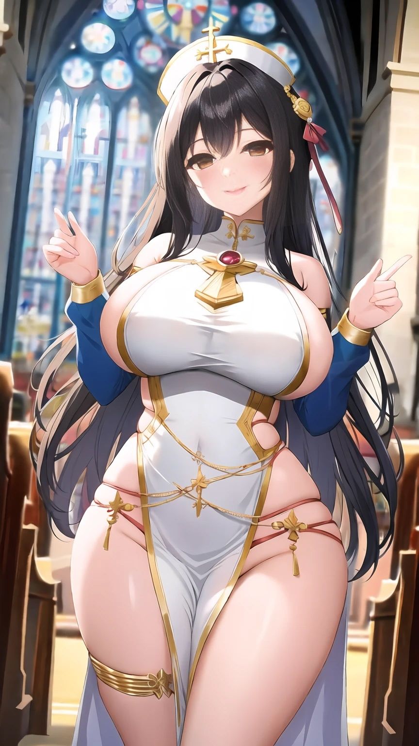 巨乳神父美女【妄想イラスト美女図鑑vol.155】 サンプル5ページ目