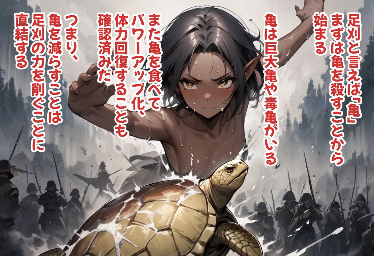 ダークエルフVS巨大亀 サンプル2ページ目
