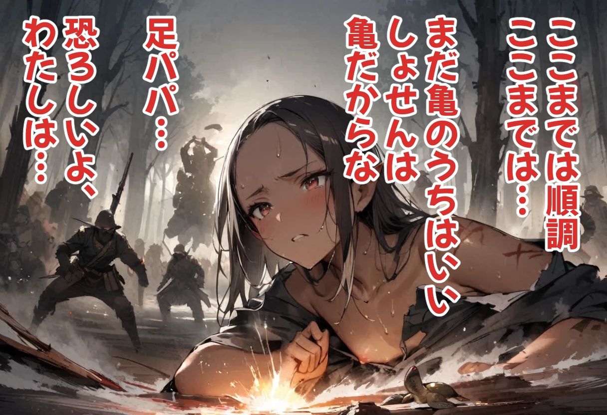 ダークエルフVS巨大亀 サンプル4ページ目
