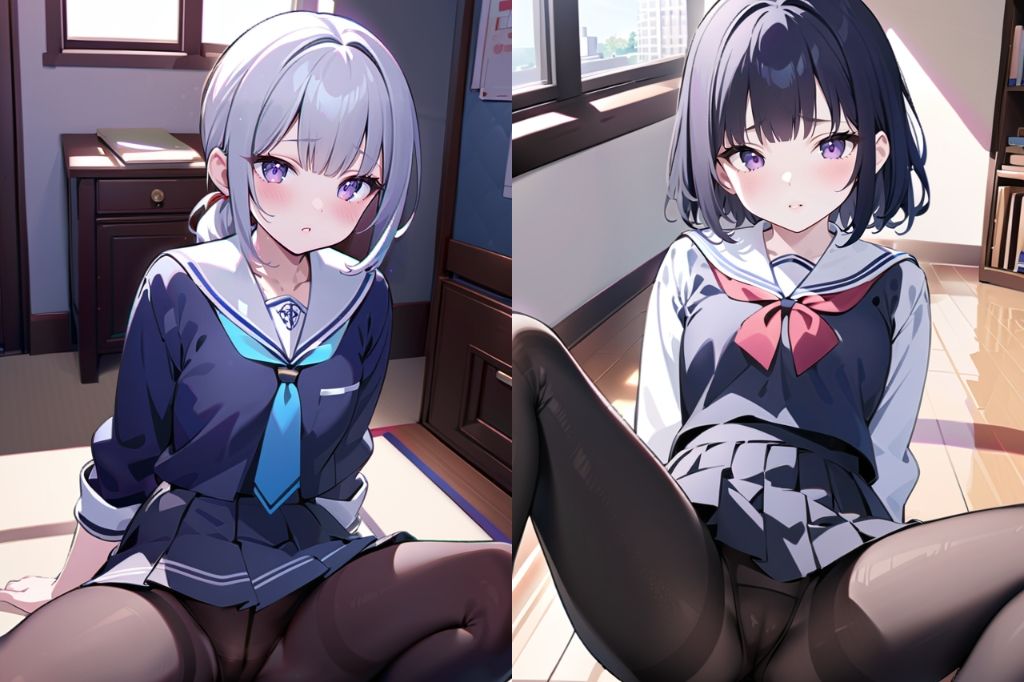 黒パンストセーラー服JKのM字開脚vol.2 サンプル3ページ目
