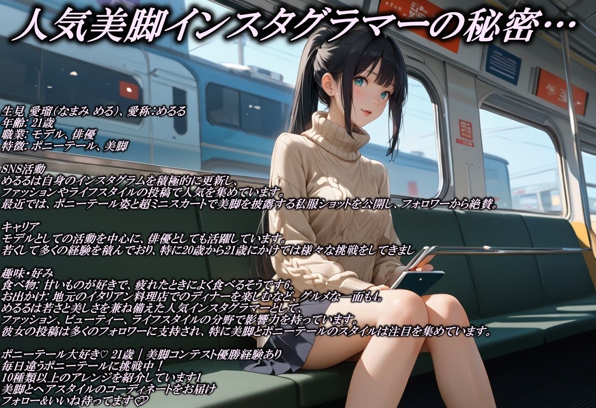 ヤリ放題電車痴●のポニテ美脚美女 サンプル1ページ目